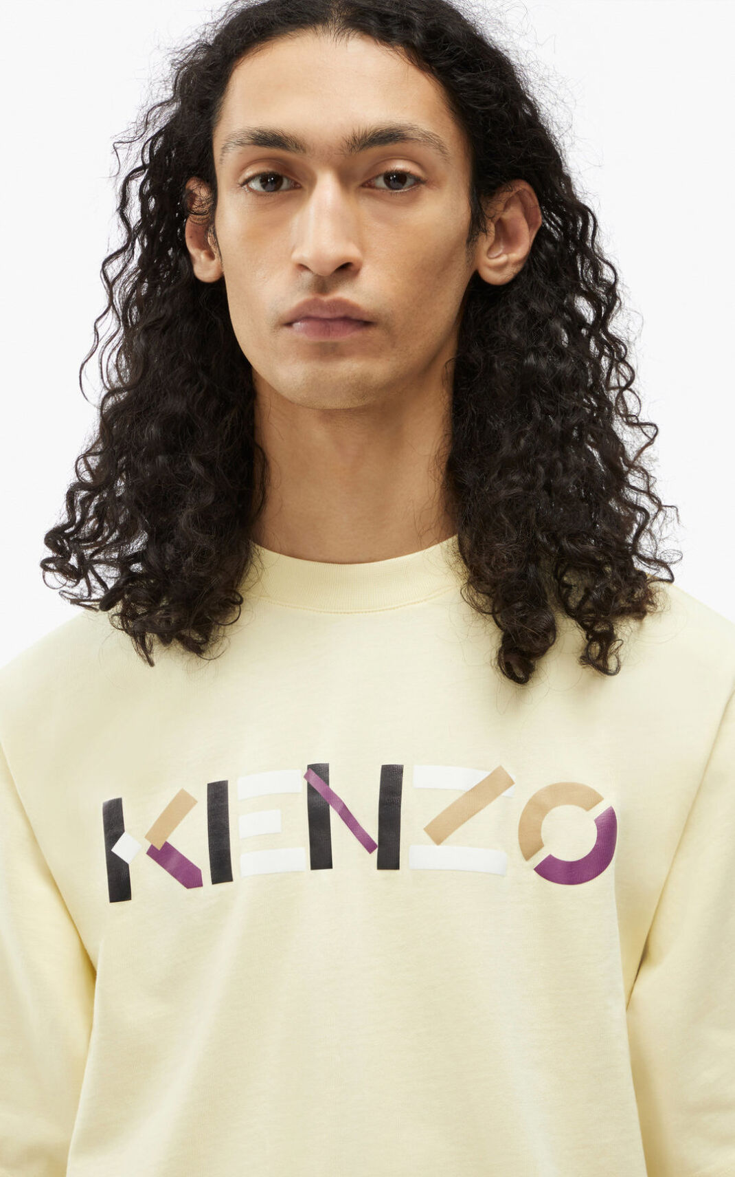 Kenzo Multicoloured oversize Logo μπλουζακια ανδρικα κρέμα | GR365831